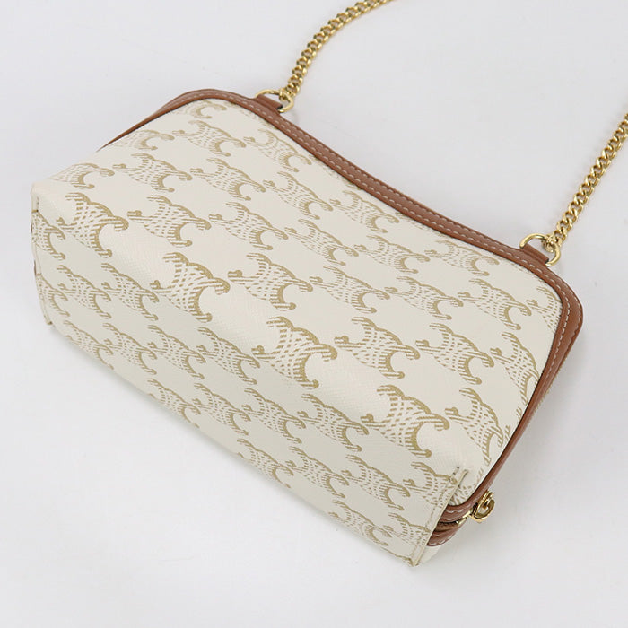 CELINE CE80655 Clutch with chain Triomphe canvas Shoulder PVC  White Women - Bag - 2