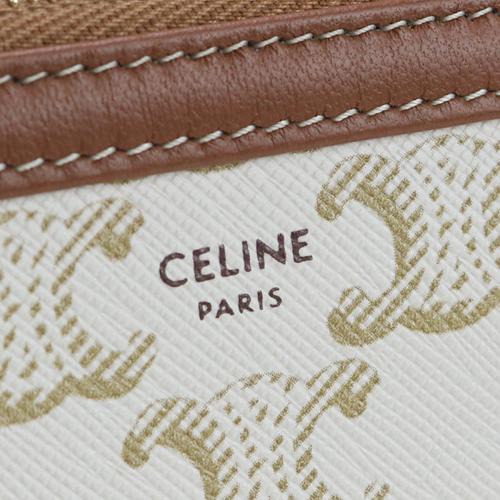 CELINE CE80655 Clutch with chain Triomphe canvas Shoulder PVC  White Women - Bag - 6