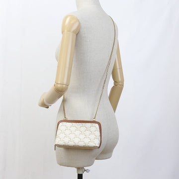 CELINE CE80655 Clutch with chain Triomphe canvas Shoulder PVC  White Women - Bag