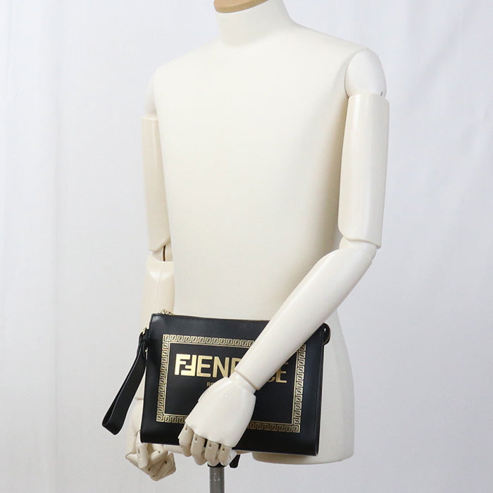 FENDI FE83752 Clutch bag FENDACE leather Black mens - Handbags, Wallets & Cases