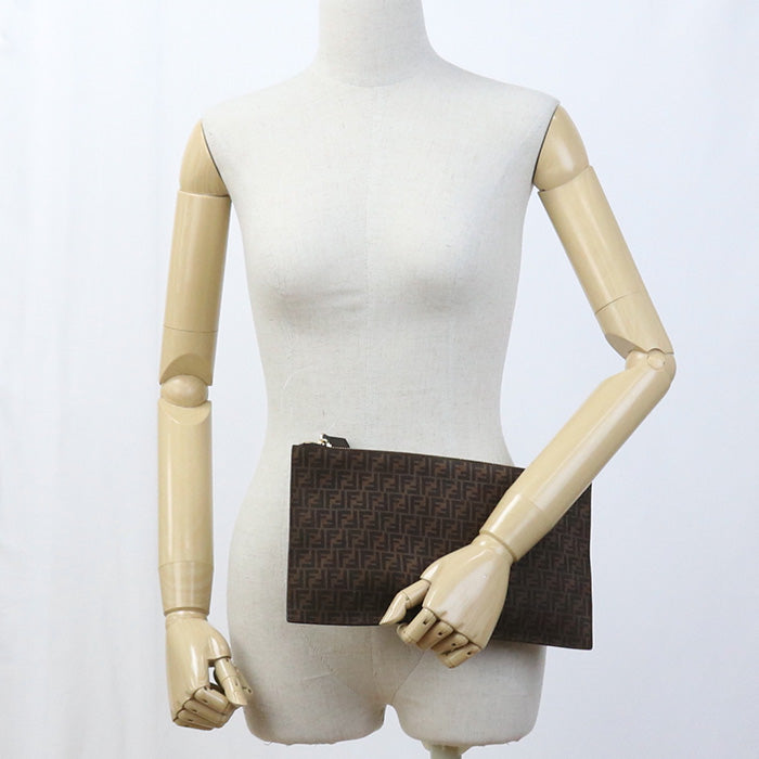 FENDI 8N0149 AFIS Slim Clutch Medium Flat baguette leather brown Women - Handbags, Wallets & Cases