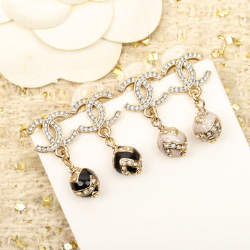 DOUBLE C DROP BALL GOLD DIAMONDS OHRRINGE