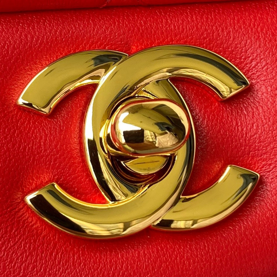 CHANEL Medium Classic Flap Bag 23cm Red Lambskin Gold Hardware - bag - 3