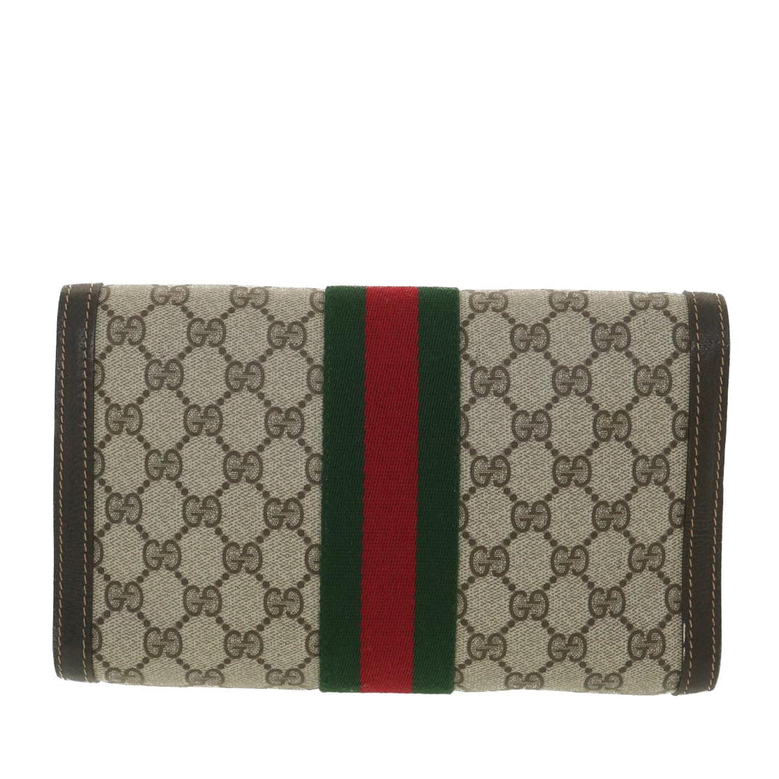 GUCCI GG Canvas Web Sherry Line Clutch Bag Beige Red Green 41.014  yk6142B - Gucci