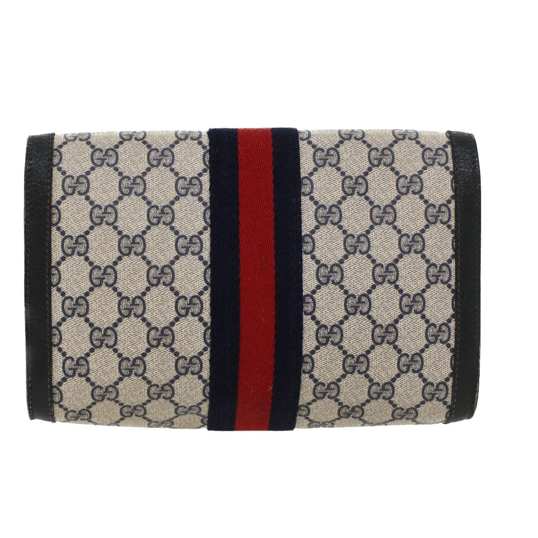 GUCCI GG Canvas Sherry Line Clutch Bag PVC Leather Gray Red Navy  yk7169 - Gucci