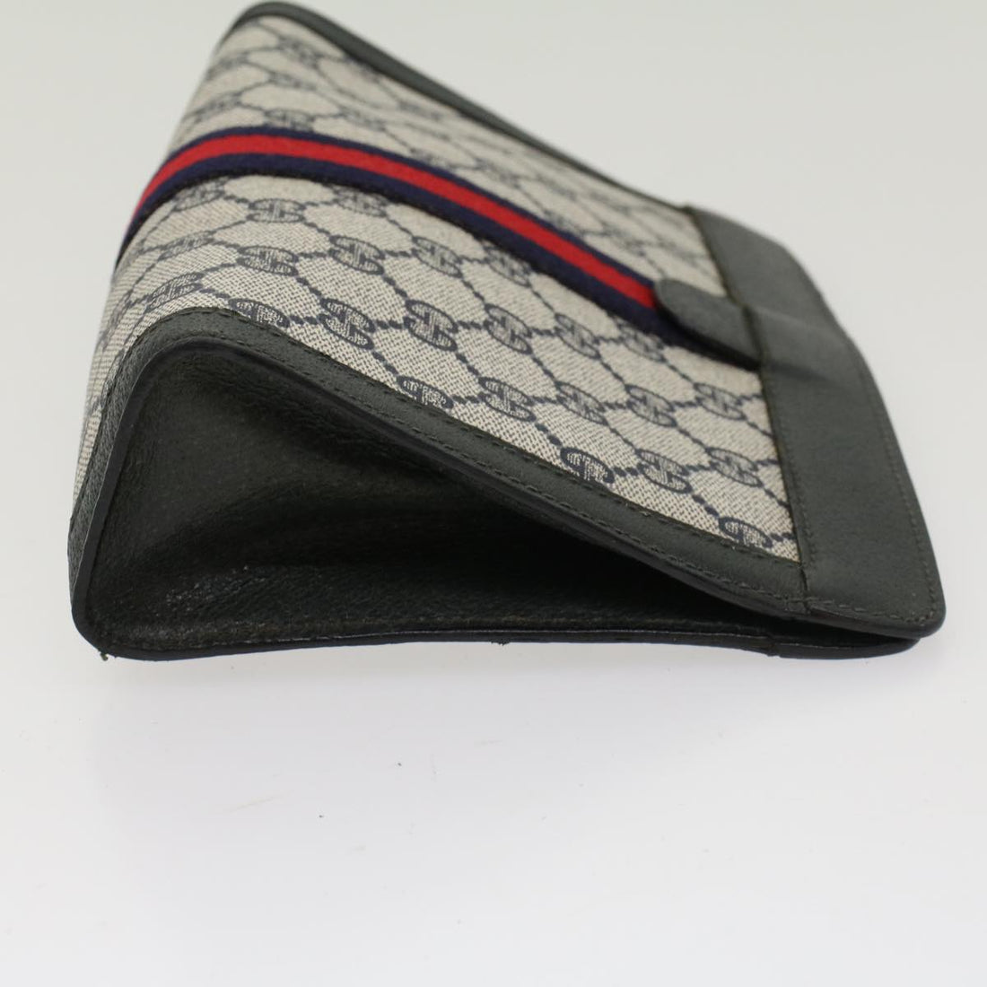 GUCCI GG Canvas Sherry Line Clutch Bag Gray Red Navy 89.01.001  yk7814 - Gucci