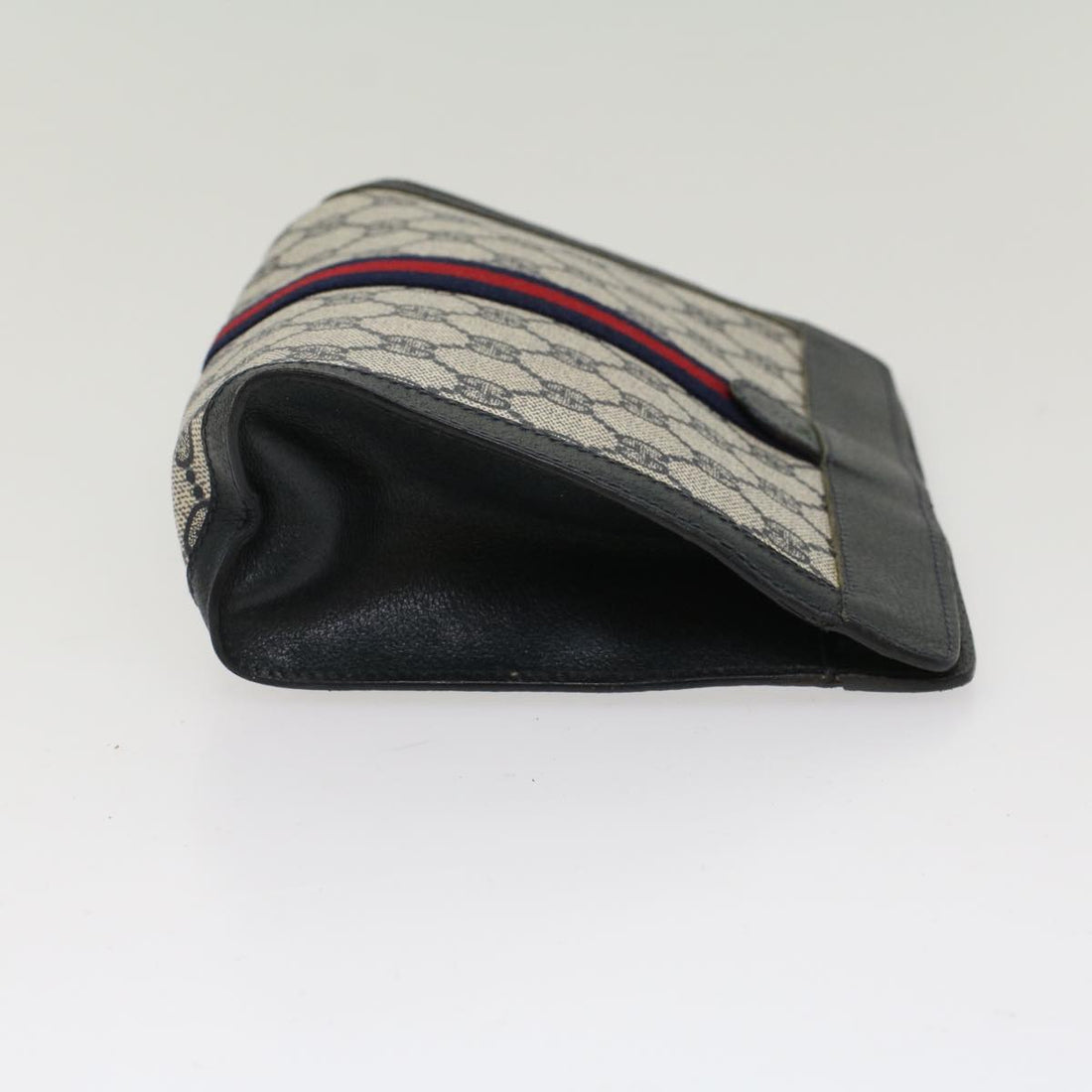 GUCCI GG Canvas Sherry Line Clutch Bag PVC Leather Navy Red  yk7860 - Gucci