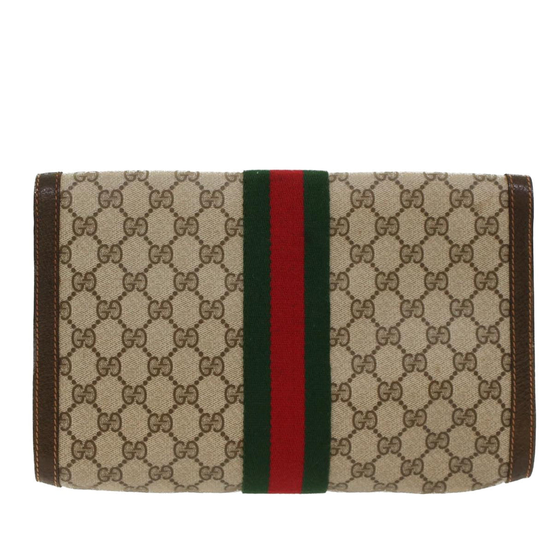 GUCCI GG Canvas Web Sherry Line Clutch Bag Beige Red Green 84.01.007  yk7987 - Gucci
