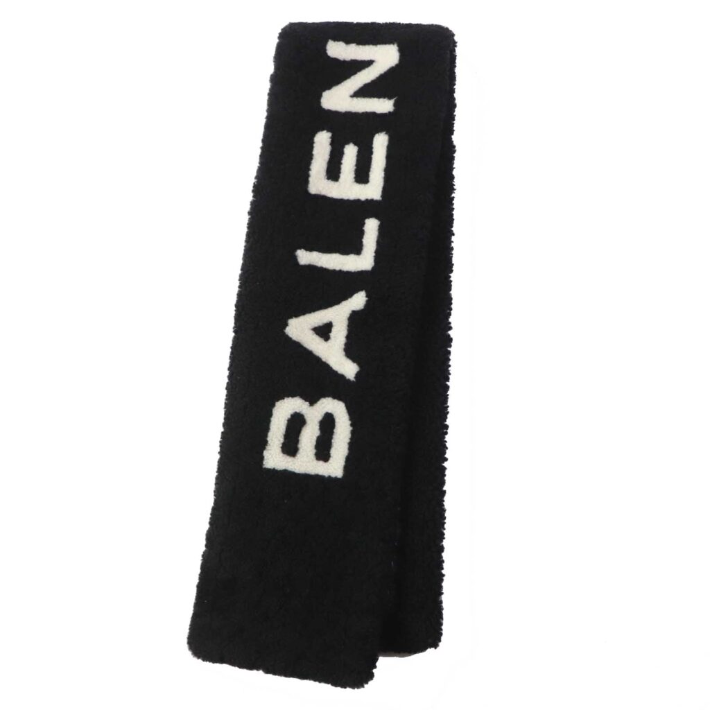 Balenciaga Lamb Fur Logo Scarf Black White | Studio Nafay