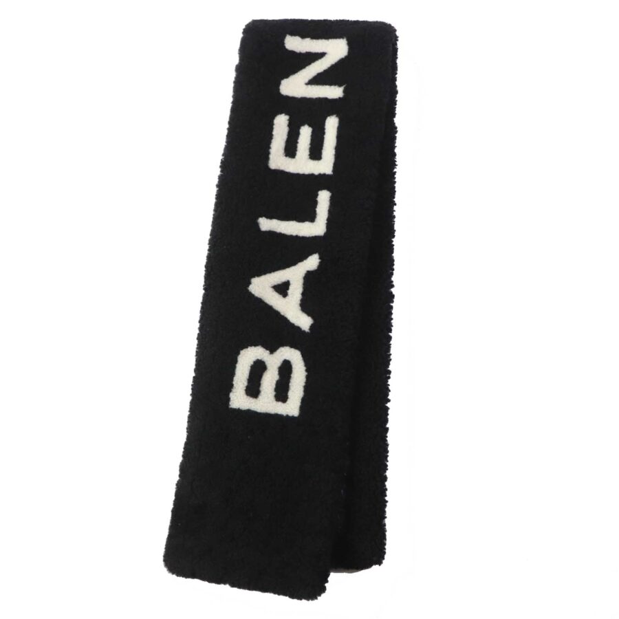 Balenciaga Lamb Fur Logo Scarf Black White | Studio Nafay
