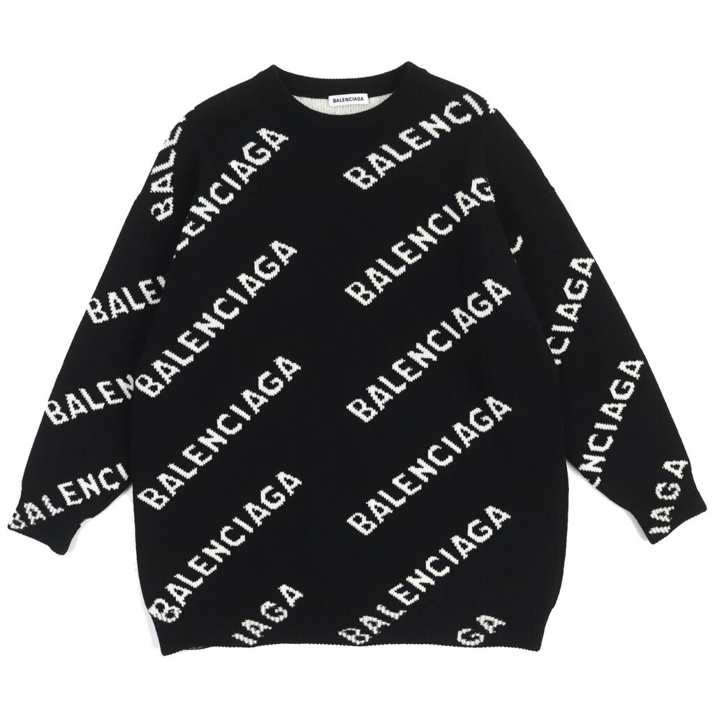 Balenciaga Wool Polyester Jacquard Logo Knit XS | Studio Nafay