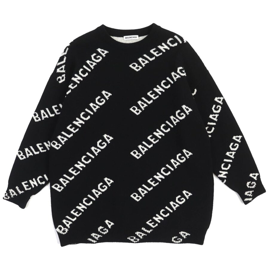 Balenciaga Wool Polyester Jacquard Logo Knit XS | Studio Nafay