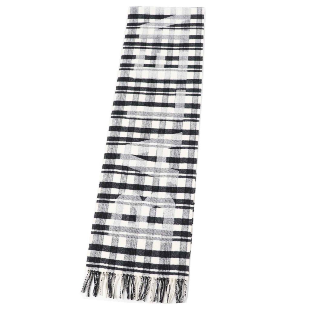 Balenciaga Wool Logo Check Scarf with Fringe | Studio Nafay