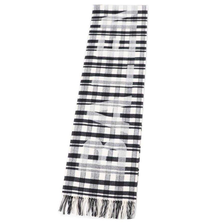 Balenciaga Wool Logo Check Scarf with Fringe | Studio Nafay