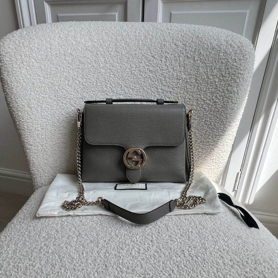 Gucci Interlocking GG Grey Medium Top Handle Bag (RRP £1,150) | Studio Nafay
