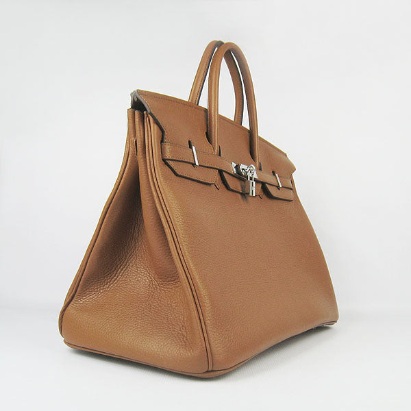Hermes Birkin 35cm Togo Leather Handbags 6099 Light Coffee Silve | Studio Nafay