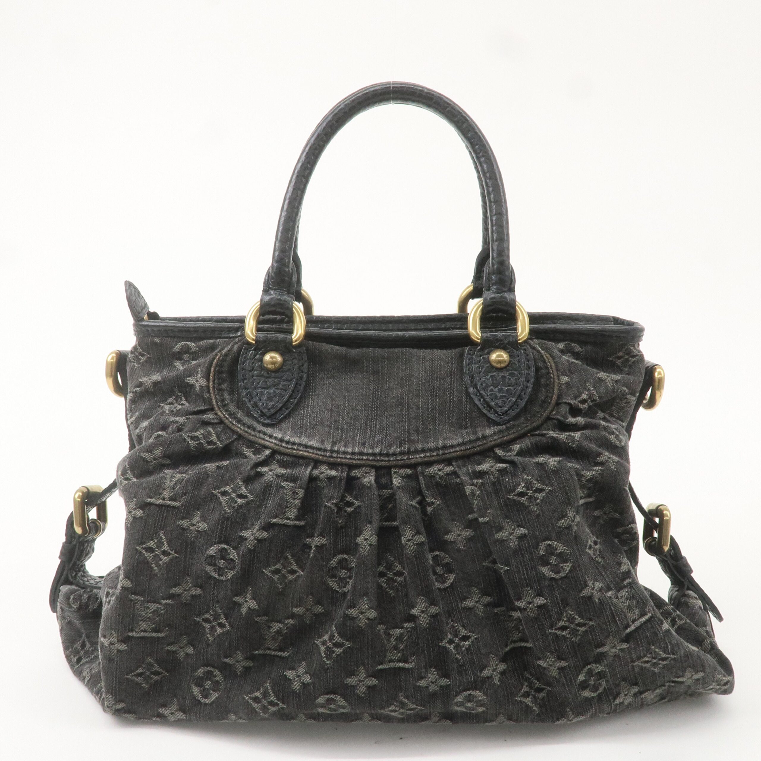 Louis Vuitton Monogram Denim Neo Cabby MM Hand Bag Black