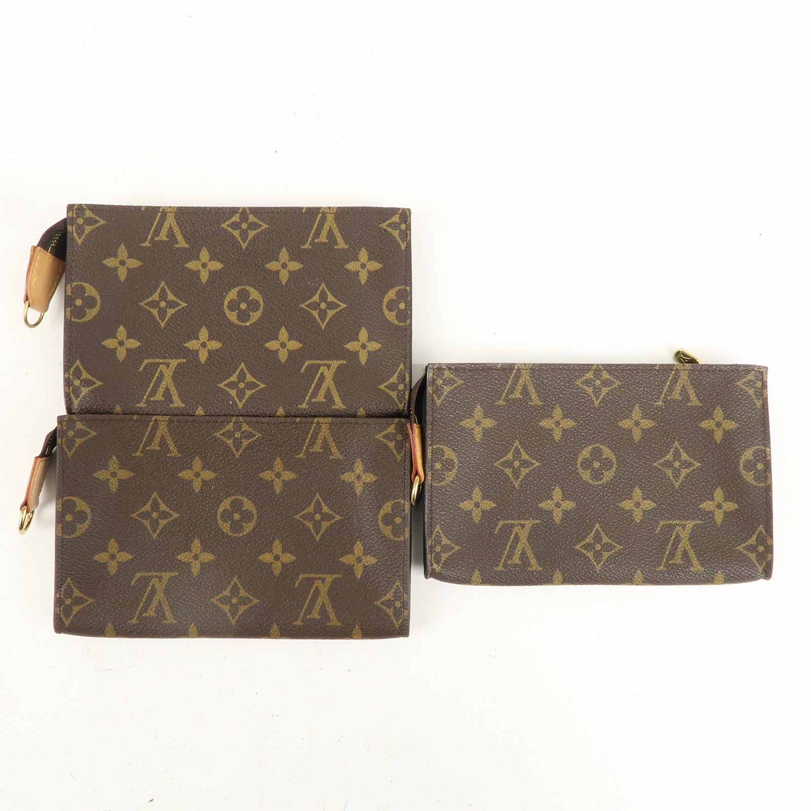 Louis Vuitton Monogram Set of 3 Pouch for Bucket PM Brown