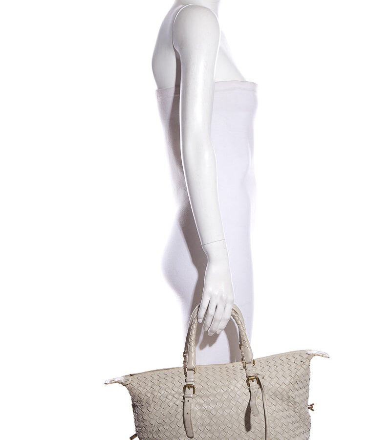 Bottega Veneta Natural Intrecciato Leather Boston Tote | Studio Nafay