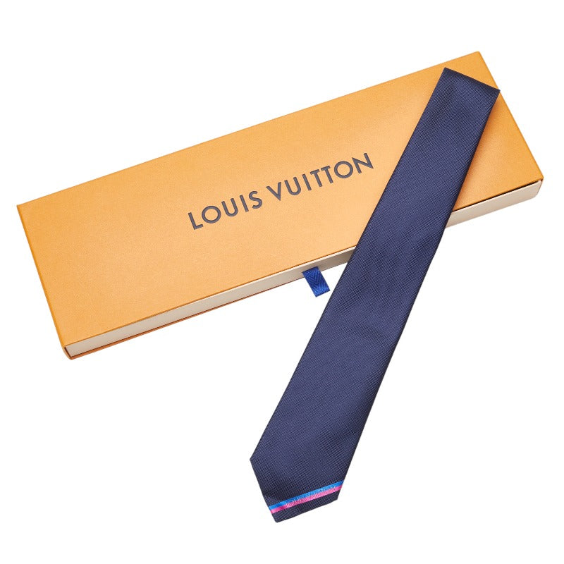 Louis Vuitton LV Cravat Bottom Strip 7CM Cravat Navi Multicolor Silk Men LOUIS VUITTON | Studio Nafay