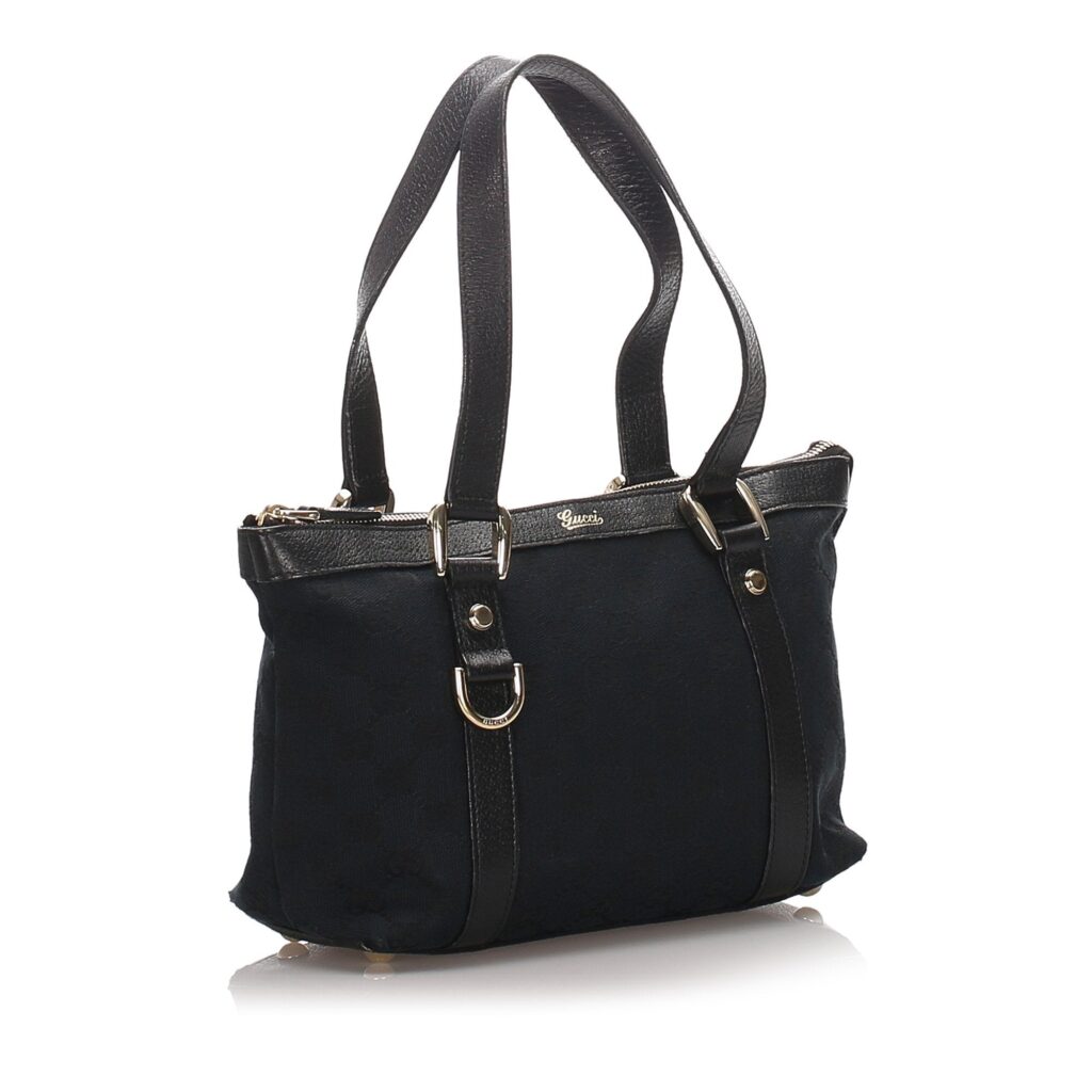 Gucci Black Canvas Fabric GG Tote Bag Italy - Product Image 2