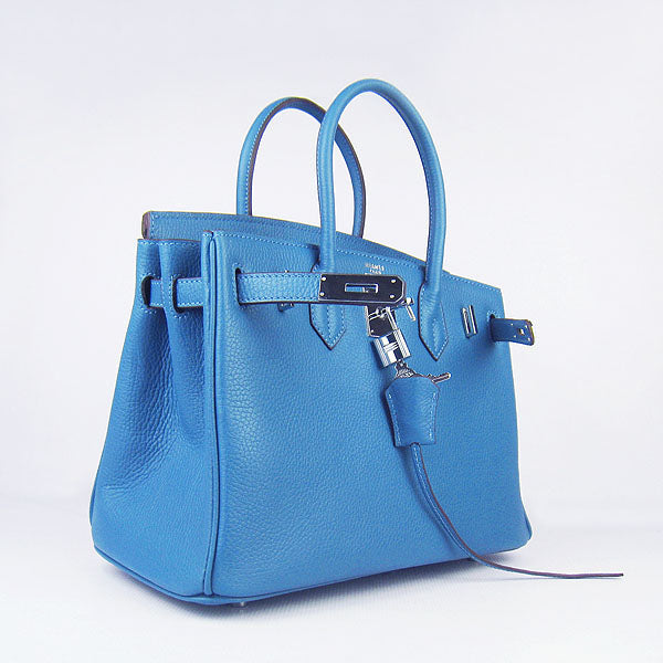 Hermes Birkin 30cm Togo Leather Handbags Blue Silver | Studio Nafay