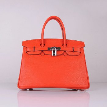 Hermes Birkin 30cm Togo Leather Handbags Bright Orange Silver | Studio Nafay