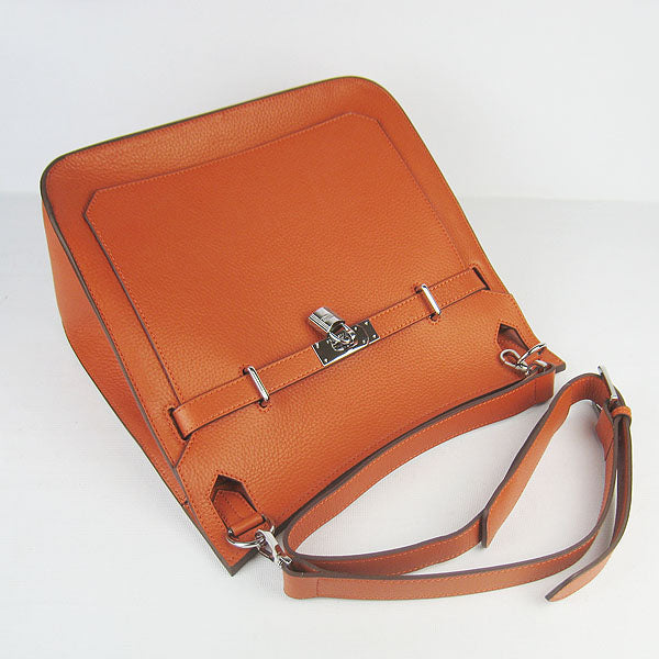 Luxury Hermes Leather Shoulder bag orange silver | Studio Nafay