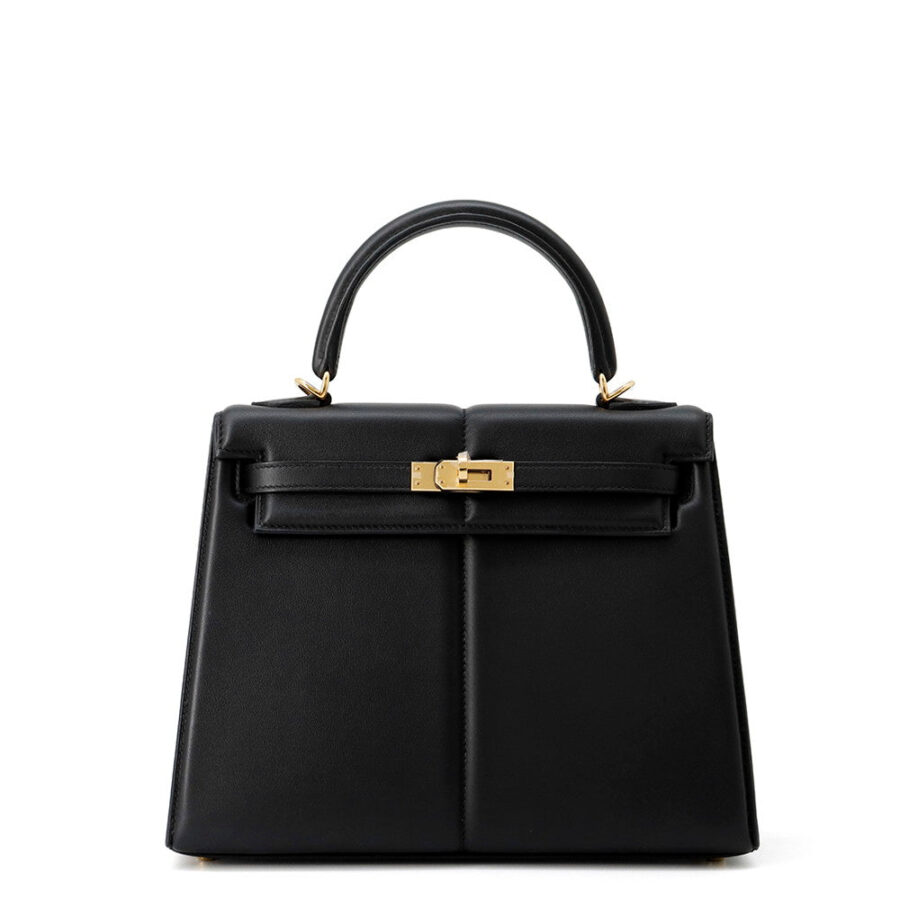 HERMES Kelly Padett Black Swift Leather Size 25 | Studio Nafay