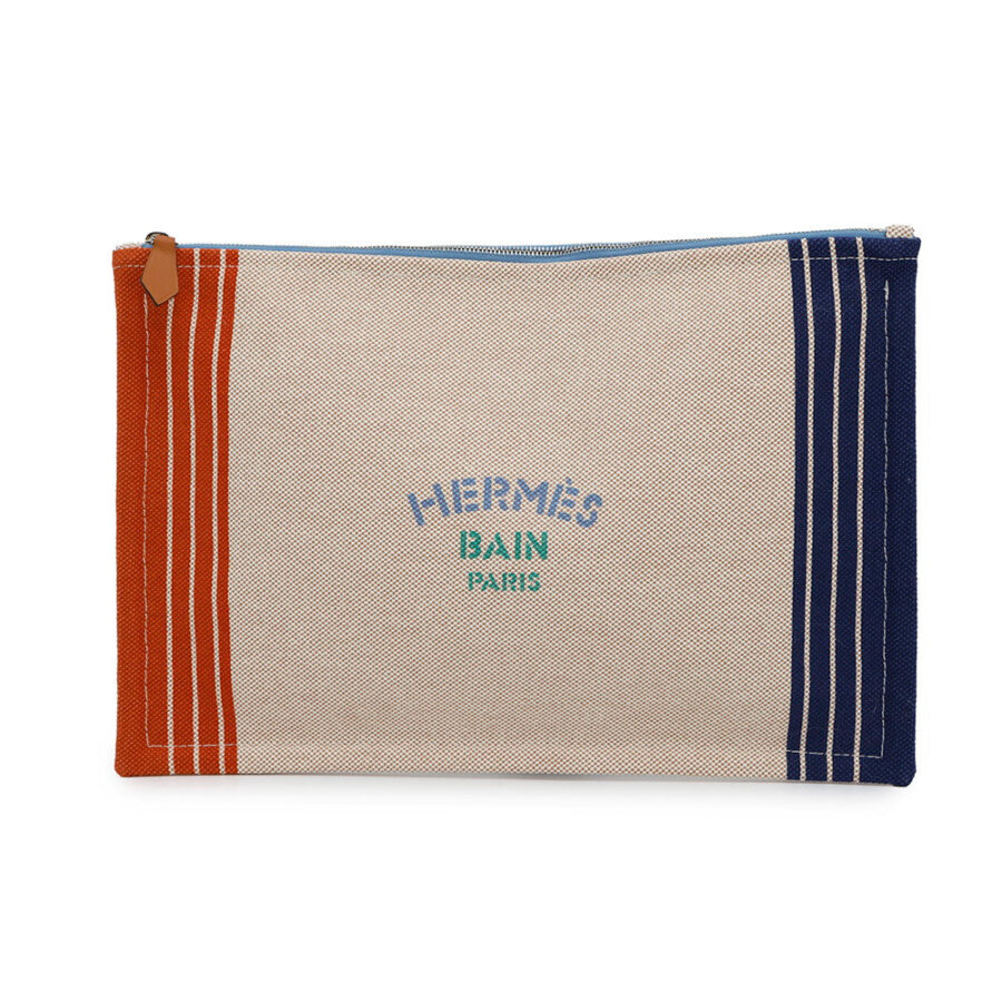HERMES Neoban Mayon Maran Marine/Brique/Aqua Cotton100% Size GM | Studio Nafay