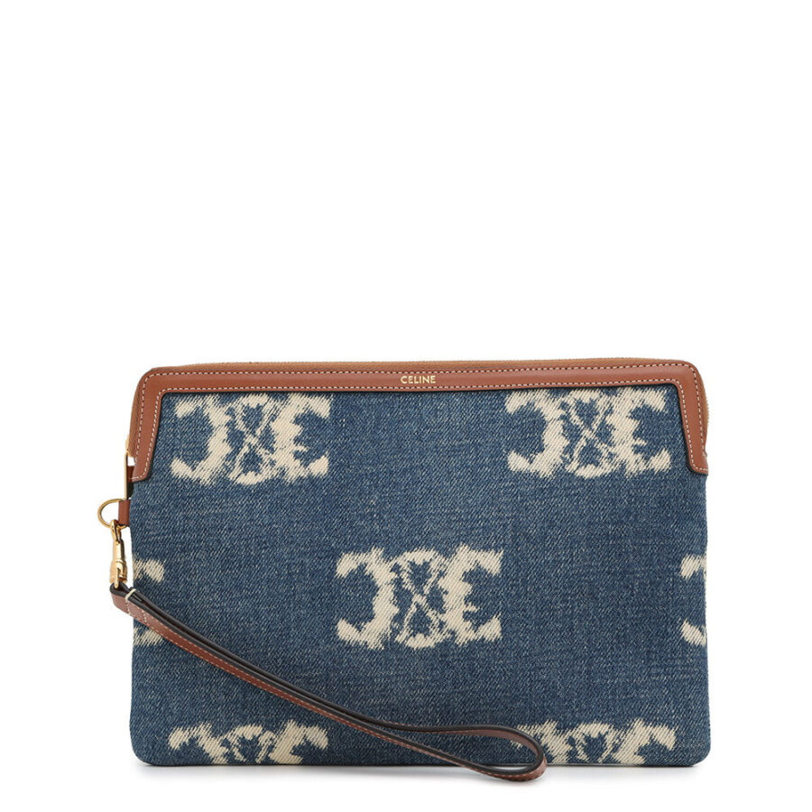 CELINE With StrapSmallPouch Blue/Brown10J502 Denim | Studio Nafay