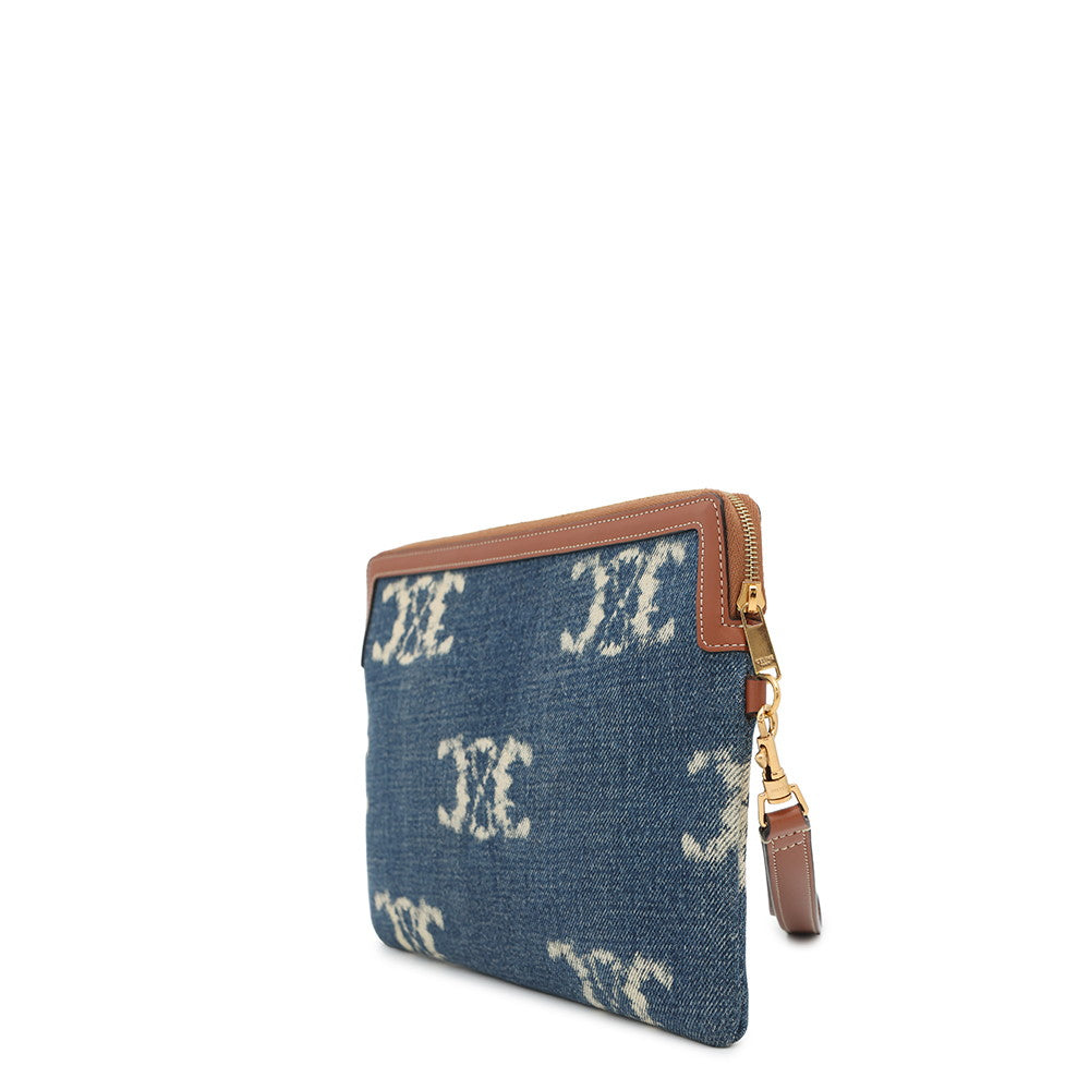 CELINE With StrapSmallPouch Blue/Brown10J502 Denim