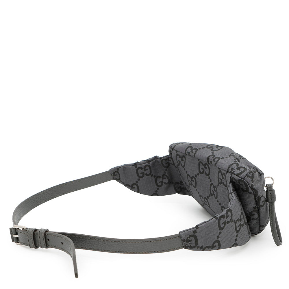 GUCCI GG Recycled Polyester Belt Bag Gray/Black767934 Eco-friendly NylonGG Polyester