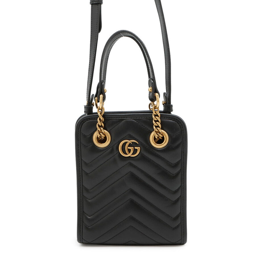 GUCCI GG Marmont Quilted Mini 2WAYHandbag Black696123 Leather | Studio Nafay