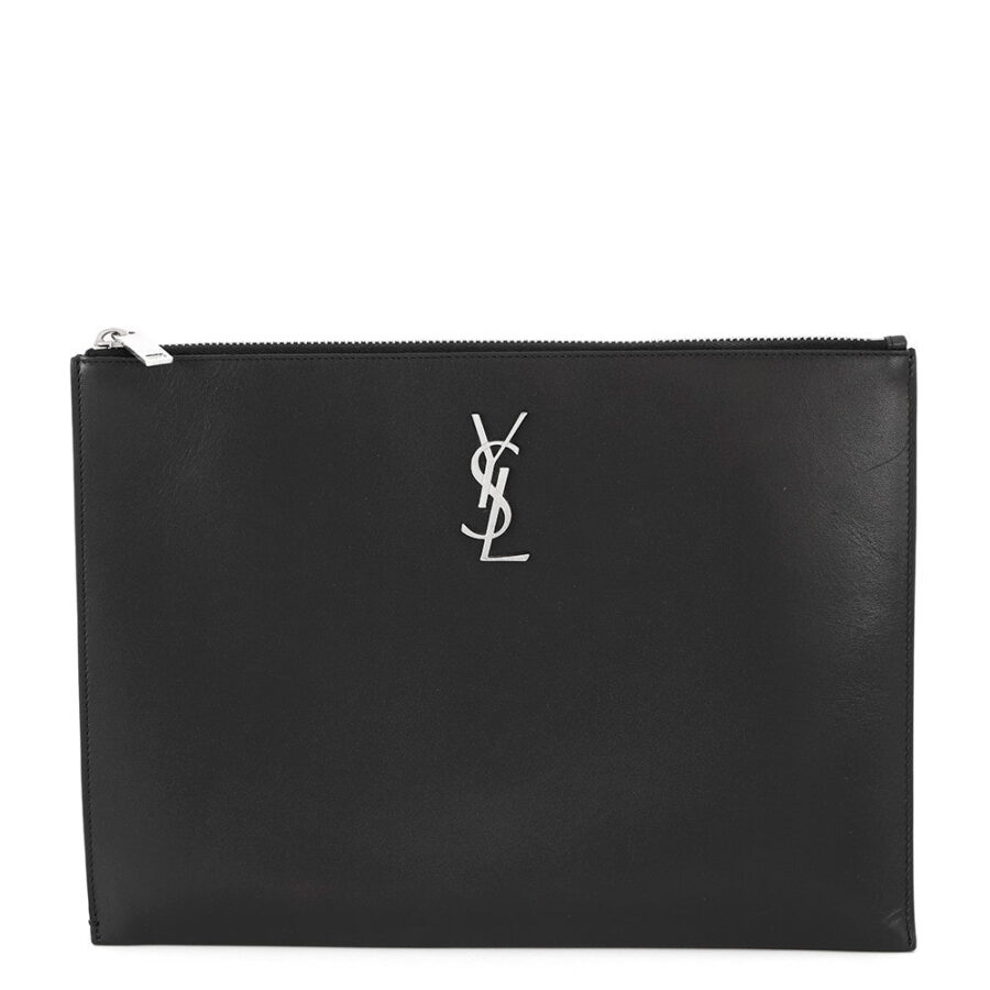 SAINT LAURENT PARIS Monogram Zip Tablet Holder Black453249 Leather | Studio Nafay