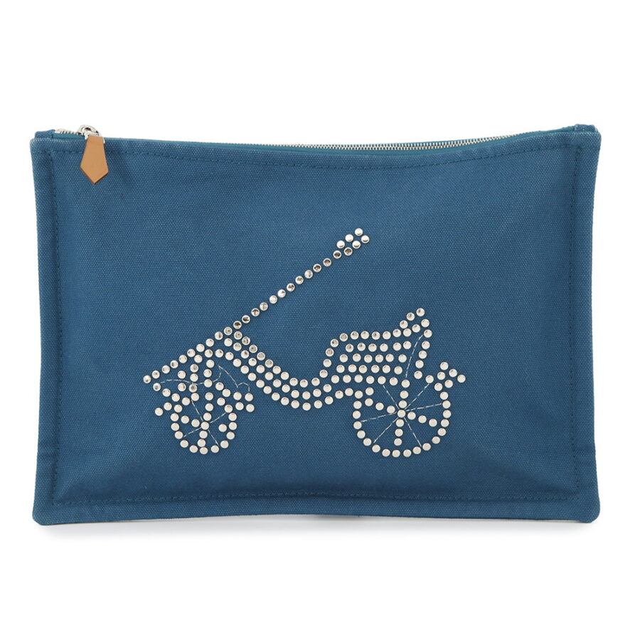 HERMES Velocipedist Pouch Blue Cotton100% | Studio Nafay