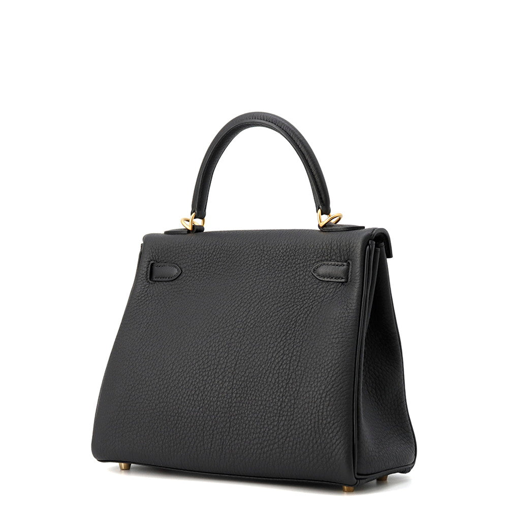 HERMES Kelly Retourne Black Togo Leather Size 25