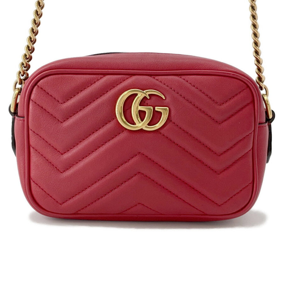 GUCCI GG Marmont Mini Shoulder Bag Red/Beige448065 Leather Size Mini | Studio Nafay