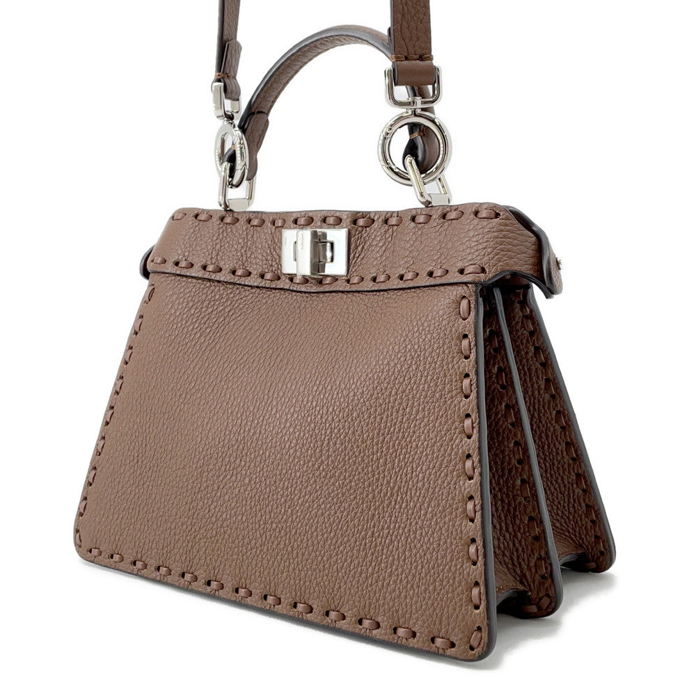 FENDI Peekaboo Selleria I see you Brown8BN335 Leather Size Petit