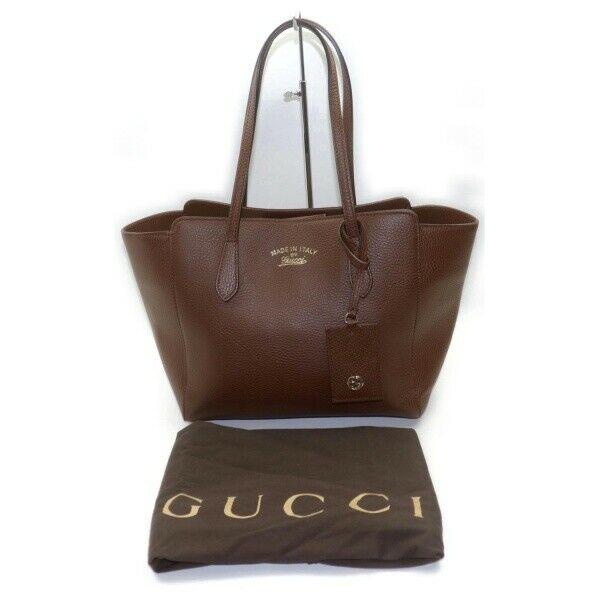 Brand Inspired Gucci Tote Bag Swing Tote Brown Leather (SHC7-11055) | Studio Nafay