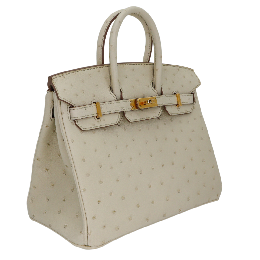 Hermes25cm Birkin Beton Ostrich Gold Hardware