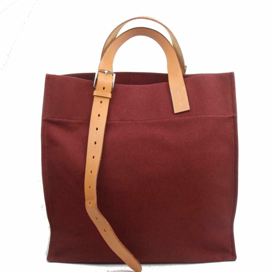 Luxury Hermes Tote Bag Etriviere Bordeaux Canvas ( -16028) | Studio Nafay