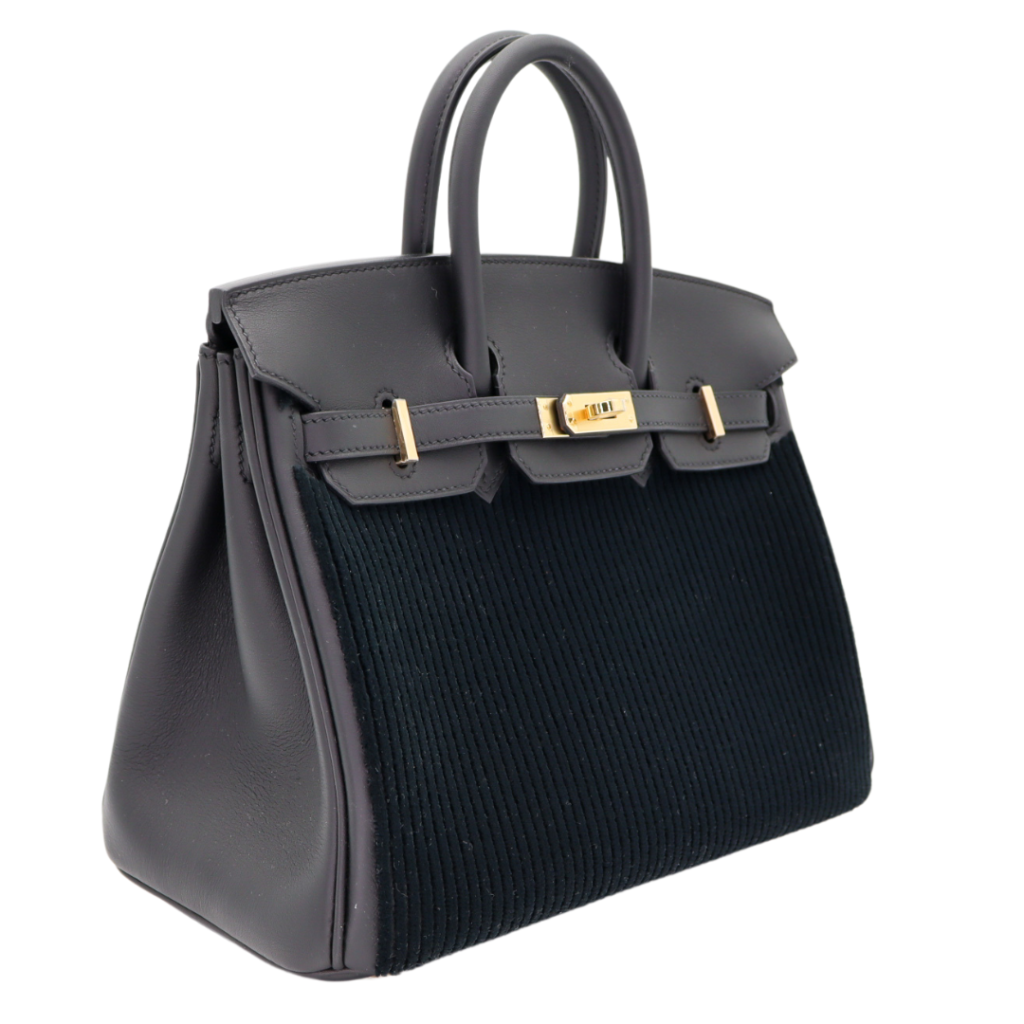 Hermes25cm Birkin Black Cote a Cote Tuffetage Caban Swift Leather Gold Hardware - Product Image 2