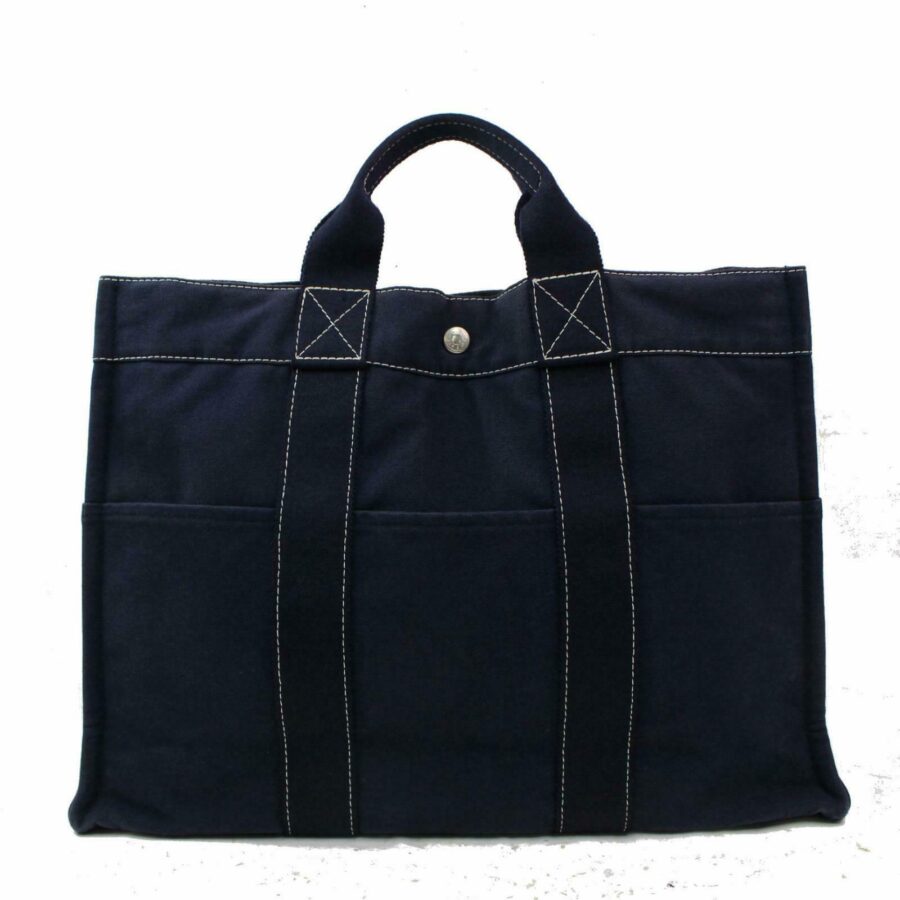 Luxury Hermes Tote Bag Deauville Navy Blue Canvas ( -16189) | Studio Nafay