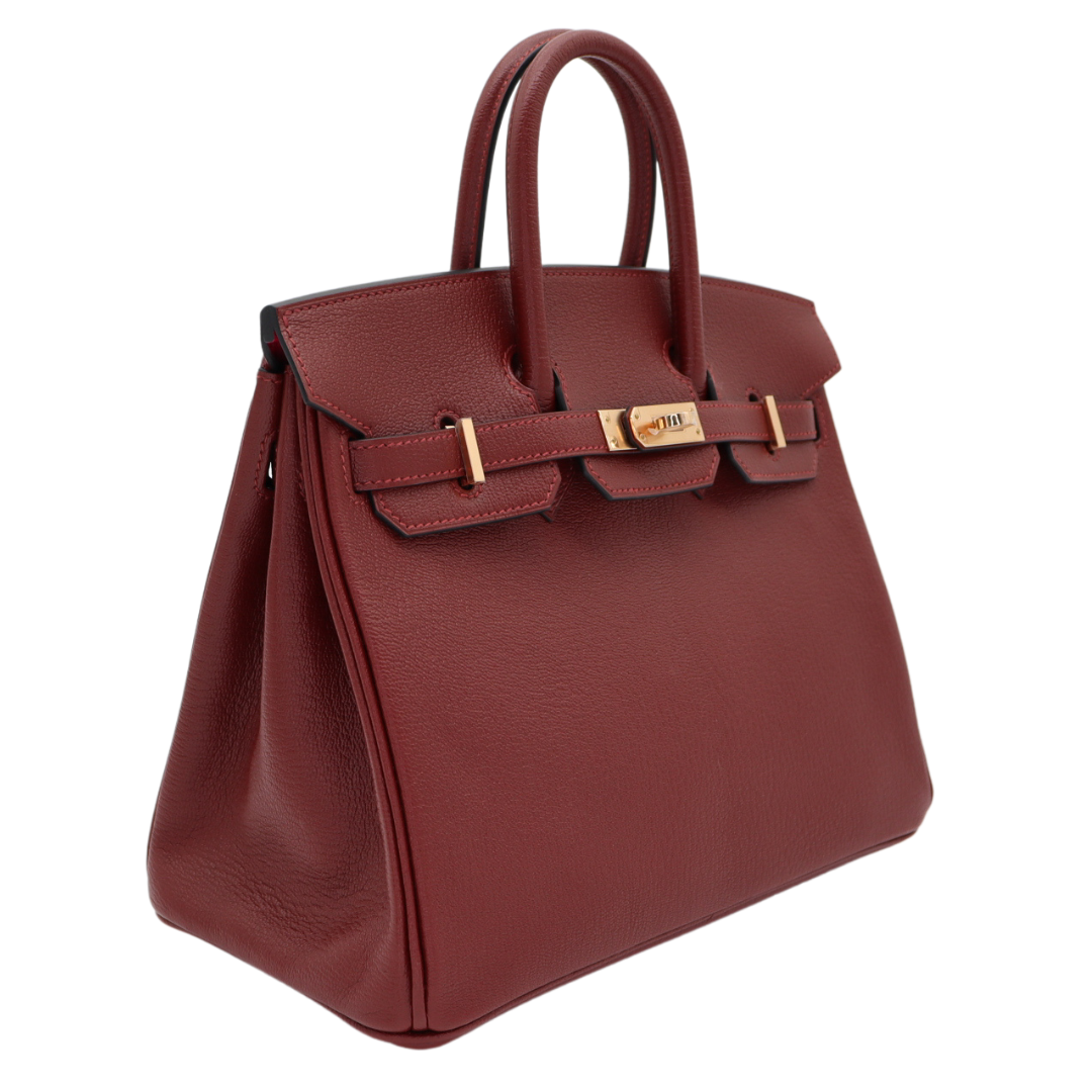 Hermes25cm Birkin HSS Rouge H/ Rose Chèvre Rose Gold Hardware