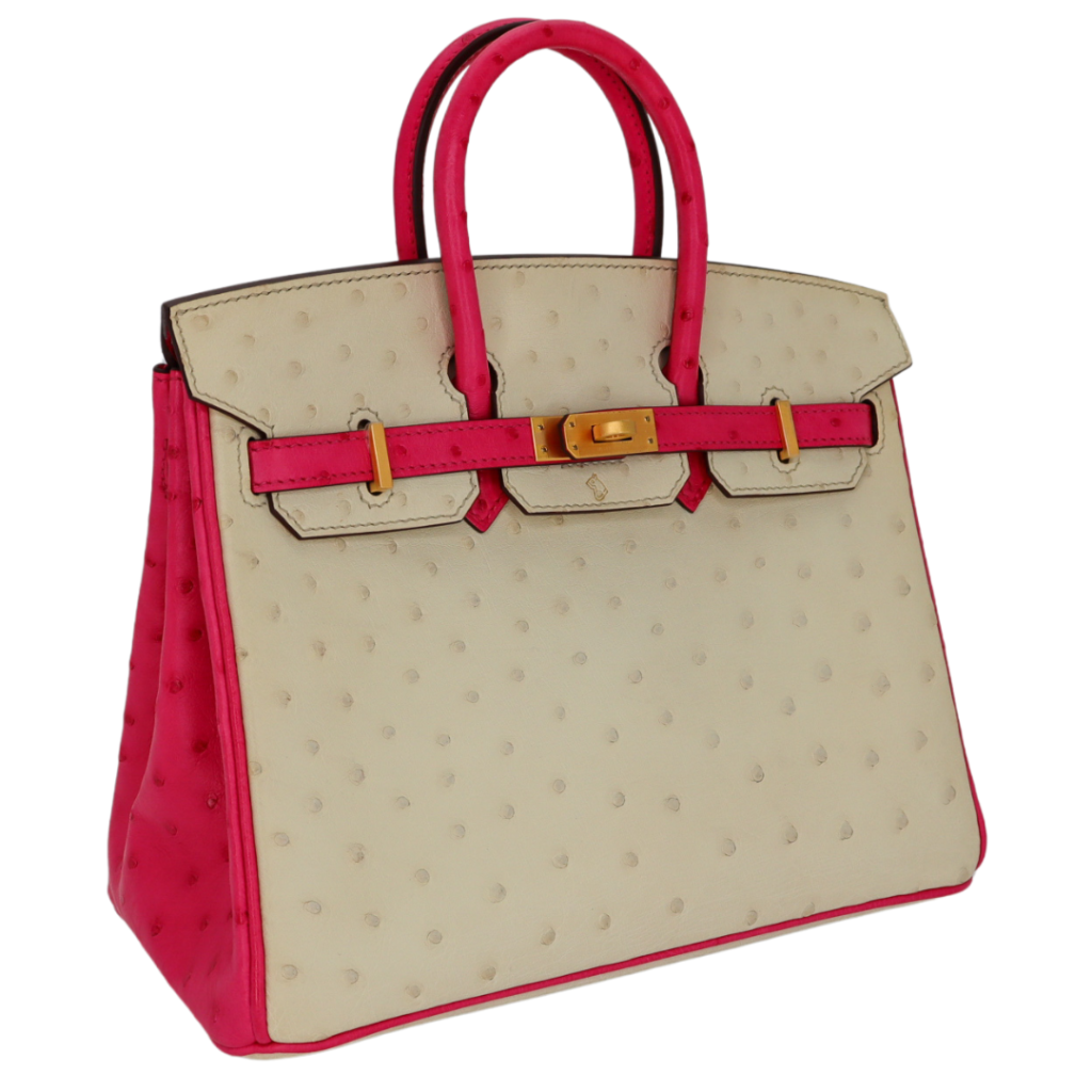Hermes25cm Birkin HSS Nata/ Rose Tyrien Ostrich Brushed Gold Hardware - Product Image 2