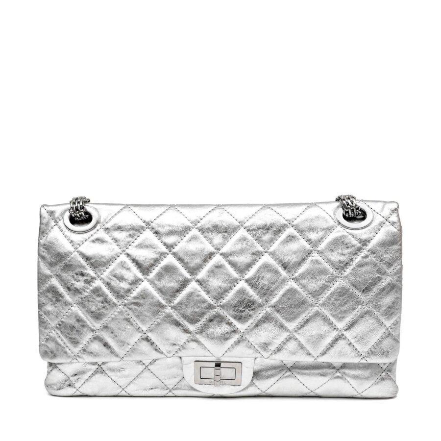 Chanel Metallic Silver Maxi Classic Reissue 2.55 | Studio Nafay