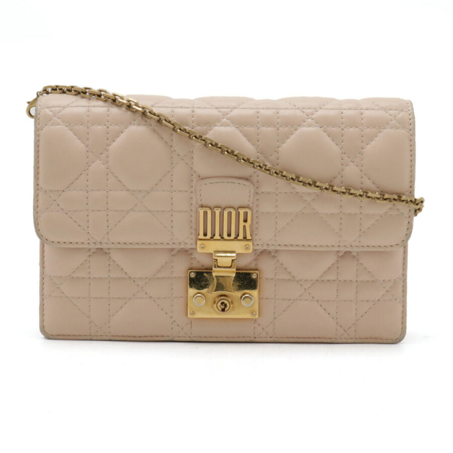Dior Leather Dior Addict Cannage Chain Wallet Clutch Bag | Studio Nafay