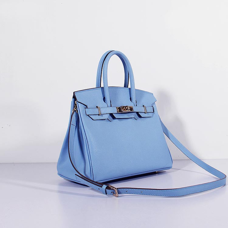 Hermes 30cm Birkin Bag Epsom Leather With Strap Light Blue Gold | Studio Nafay