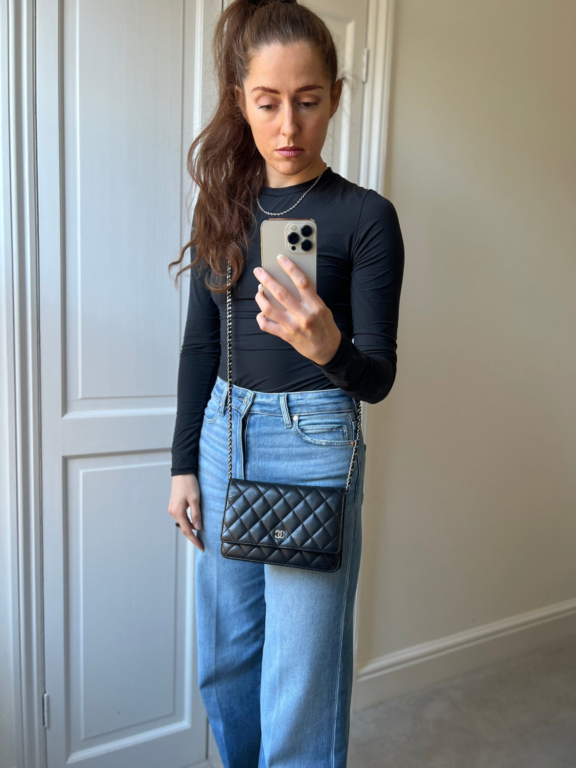Chanel Wallet on Chain in Black Lambskin Silver Hardware (RRP £2,820)